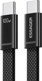 Essager כבל USB-C ל-USB-C הספק 100W 5A קלוע 1 מטר ESSAGER ES-X85 מחשב נייד iPad וטלפון שחור