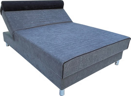 Or-Design מיטה ברוחב וחצי אורטופדית עם מזרן קשיח, ארגז מצעים וראש מתכוונן ידני דגם מצדה בד פנדה כחול כהה