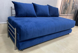 Or-Design ספת נוער סופר אורטופדית נפתחת למיטה כפולה עם ארגז מצעים מרופדת בבד פנדה קטיפתי דגם אורטל כחול רויאל