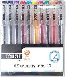 פלפוט מארז 10 עטים ג'ל צבעוני 05 טאץ 651197