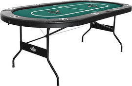 HOT HAND POKER שולחן פוקר אליפטי מתקפל 213 ס"מ HOT HAND POKER בצבע ירוק