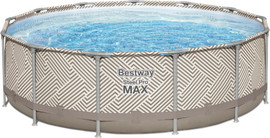 BESTWAY בריכה 3.96X1.07 עוגלה אולטרה סדרת APX 365 דגם חדש 2025 561FY דמוי ראטן חאקי