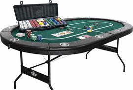 HOT HAND POKER סט שולחן פוקר מתקפל ירוק +  מזוודת פוקר מקצועית 500 ז'יטונים 14 גרם