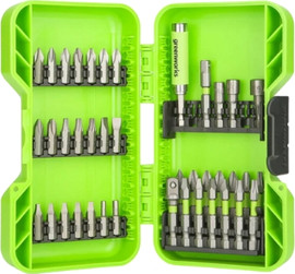 Greenworks קיט 40 ביטים למברגה ומקדחה פלדת סגסוגת במזוודה קשיחה דגם 99496 מבית GREENWORKS - greenworks