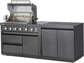 G.Chef מטבח פקטורי הכולל ארון אחסון וגריל גז 4 מבערי נירוסטה עם כירת צד ועיצוב מרשים - g.chef
