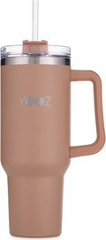 YOOZ ספל נסיעות תרמי עם ידית ומכסה קש בז 40OZ כ 1100 מ"ל