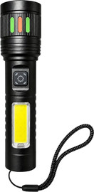 SportSale פנס LED נטען עם זום ותאורת COB לבנה ואדומה