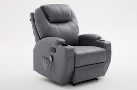 Premium Comfort כורסת עיסוי וחימום לגב עם ריקליינר - איכותית מבית premium comfort - אפור