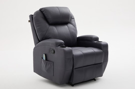 Premium Comfort כורסת עיסוי וחימום לגב עם ריקליינר - איכותית מבית premium comfort - אפור כהה