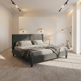 Moka Home מיטה זוגית דגם-האג מידה 160 על 190 כולל מזרן אורטופדי-צבע אפור כהה