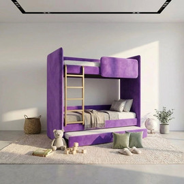 Moka Home מיטת 3 קומות דגם - דנה כולל 3 מזרנים ב - סגול