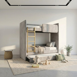 Moka Home מיטת 3 קומות דגם - דנה כולל 3 מזרנים ב - אפור
