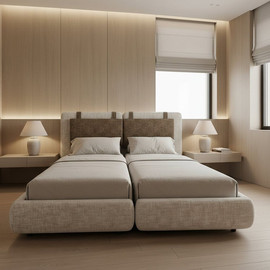 Moka Home מיטה יהודית דגם - Kenzo כולל 2 מזרנים - בתוספת ארגז מצעים - בצבע FIBER-04