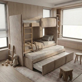 Moka Home מיטת 4 קומות דגם - אביב כולל 4 מזרנים - בתוספת ארגז מצעים - בצבע Dream-03