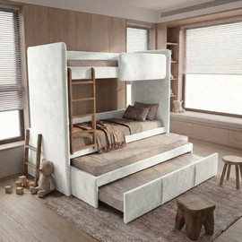 Moka Home מיטת 4 קומות דגם - אביב כולל 4 מזרנים - בתוספת ארגז מצעים - בצבע FIBER-02