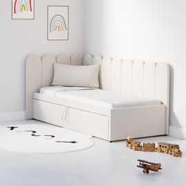 Moka Home מיטת חבר דגם - Jelly כולל 2 מזרנים - בתוספת ארגז מצעים - בצבע FIBER-02