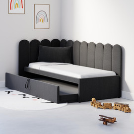 Moka Home מיטת חבר דגם - Jelly כולל 2 מזרנים - בתוספת ארגז מצעים - בצבע FIBER-16