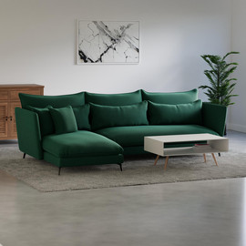Moka Home ספה בעיצוב אירופאי דגם - Hermes-L - בצבע ירוק עמוק