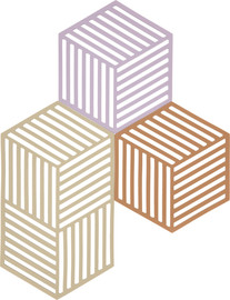 Zone Denmark מארז 3 תחתיות לסירים Hexagon - סגול בהיר/חול/טרקוטה
