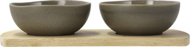 Villa Collection סט מגש עם 2 קערות Shoku - חום