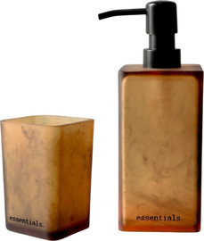 Essentials סט דיספנסר לסבון נוזלי וכוס למברשת שיניים Dax - חום טקסטורה