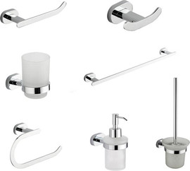 חרסינה סט אביזרי אמבטיה 7 חלקים Matrix 666C עשויים מחומר Brass אל חלד למקלחת צבע ניקל מבריק