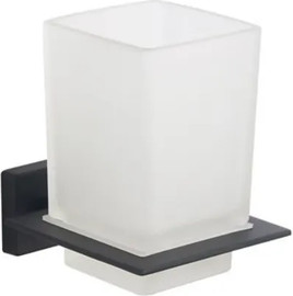 חרסינה מחזיק כוס למברשות שיניים תלוי Netro 555B-3 עשוי מחומר Brass אל חלד צבע שחור מט