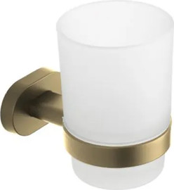 חרסינה מחזיק כוס למברשות שיניים תלוי Roma 2345G עשוי מחומר Brass אל חלד צבע זהב מט