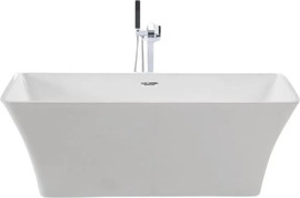 חרסינה אמבטיה מונחת מלבנית Tudor עשויה מחומר אקרילי עם פייבר גלאס אורך 170 ס"מ צבע לבן מבריק