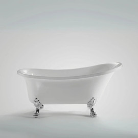 חרסינה אמבטיה מונחת אובלית PAZ 170C עם רגליות צבע ניקל עשויה מחומר אקרילי עם פייבר גלאס אורך 170 ס"מ צבע לבן מבריק