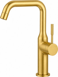 חרסינה ברז גבוה PL701G מגיע עם פיה מסתובבת צבע PVD זהב מט מתאים לכיור מונח או רחצה
