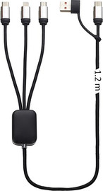 בוקסטייל כבל טעינה 5in1 מהיר 5A תואם Type-C/iPhone/Android1.2 דגם 5129