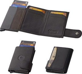 בוקסטייל ארנק בטיחות NFC+RFID עור נאפה חום 9.5x7ס"מ GV-4426