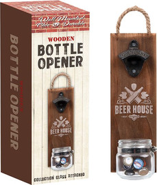 בוקסטייל פותחן בקבוקים על לוח עץ מחובר לקיר Beer House דגם 5145