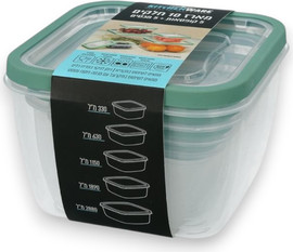 בוקסטייל מארז 5 קופסאות+5 מכסים PP מרובעות – שקוף