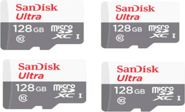 SanDisk כרטיס זיכרון 4יחידותSanDisk Ultra microSDHC 128GB 100MB/s Class 10