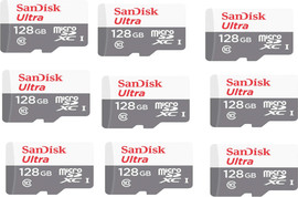 SanDisk כרטיס זיכרון 9יחידותSanDisk Ultra microSDHC 128GB 100MB/s Class 10