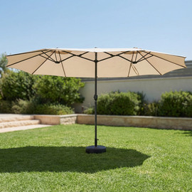 רוזנפלד שמשיה כפולה לגינה 270×450 ס"מ – צבע בז' | מבית רוזנפלד