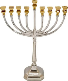 STUDIO 26 חנוכייה BRASS NICKEL GOLD קנים מעוגלים