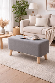 Vedro הדום ישיבה Nordic Soft – אפור עם רגלי עץ טבעי
