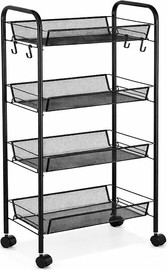 Vedro עגלת אחסון מתכת 4 קומות Mesh Black