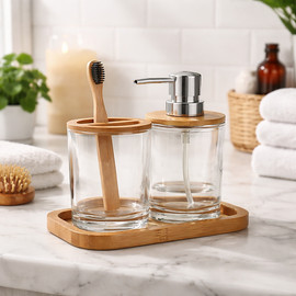 Vedro סט אמבטיה זכוכית ובמבוק NATURA CLEAN