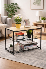 Vedro כוננית Urban Shelf – מתכת שחורה עם פלטת עץ טבעי