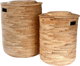 Vedro סט סלי כביסה קלועים “NATURA LID BASKETS” – זוג סלים עם מכסה בעבודת יד