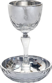 Vedro גביע קידוש קריסטל עם תחתית תואמת – SILVER ELEGANCE