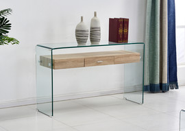 DUPEN קונסולה זכוכית בשילוב מגירה במידה 125X40X76H
