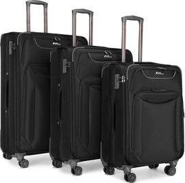 Camel Mountain Camel Mountain® Titan סט 3 – ערכת המזוודות האידיאלית לחופשות ונסיעות - שחור קלאס
