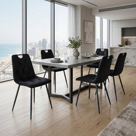 הום קום סט 4 כיסאות לפינת אוכל דגם ניס שחור