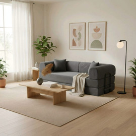 Dream Home ספת אירוח מעוצבת נפתחת למיטה זוגית דגם סורנטו - אפור