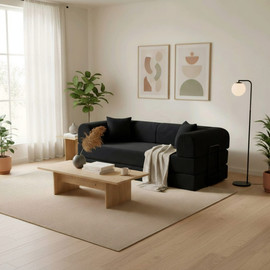 Dream Home ספת אירוח מעוצבת נפתחת למיטה זוגית דגם סורנטו - שחור
